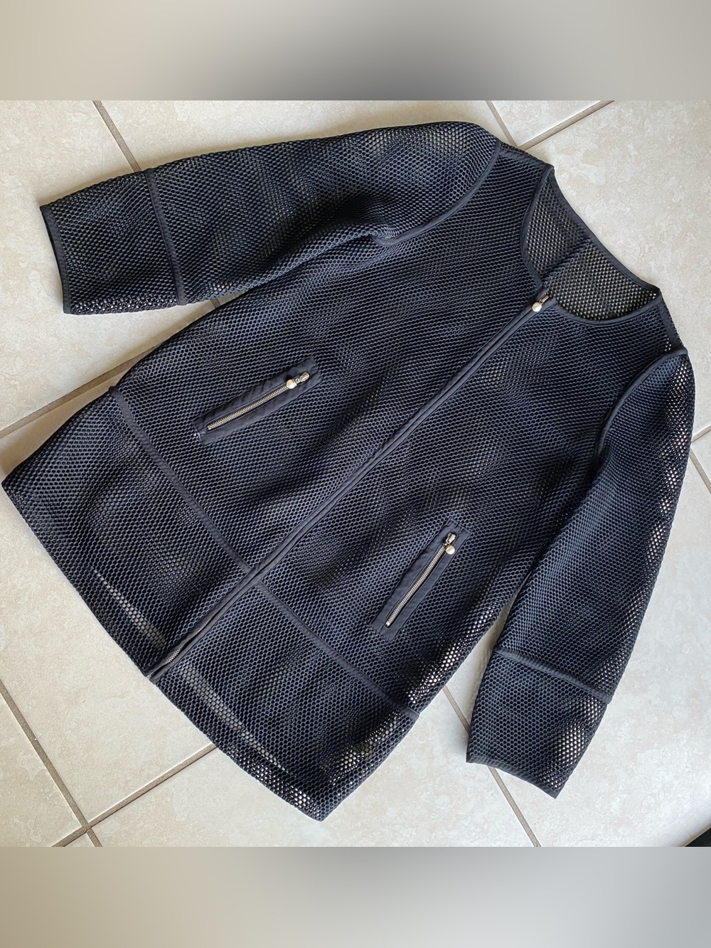 Mesh Overlay with pearl zipper detail